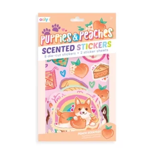 Puppies & Peaches Scented Stickers - 2 Sticker Sheets + 8 Jumbo Stickers สติ๊กเกอร์ลูกสุนัข(กลิ่นพีช)