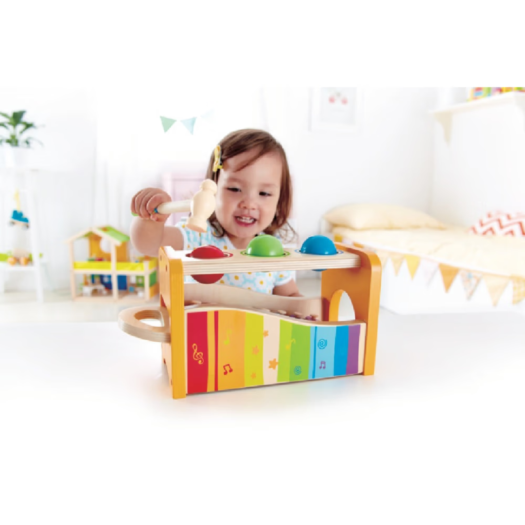 Hape Pound And Tap Bench 12m+ ของเล่นดนตรี ไซโลโฟน พร้อมโต๊ะทุบบอล - Image 2