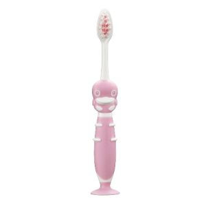 Toothbrush with Suction Cup แปรงสีฟันพร้อมฐานดูดสีชมพู