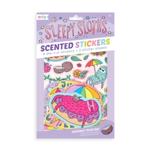 Sleepy Sloths Scented Stickers - 2 Sticker Sheets + 8 Jumbo Stickers สติ๊กเกอร์สลอธ(กลิ่นมะพร้าว)