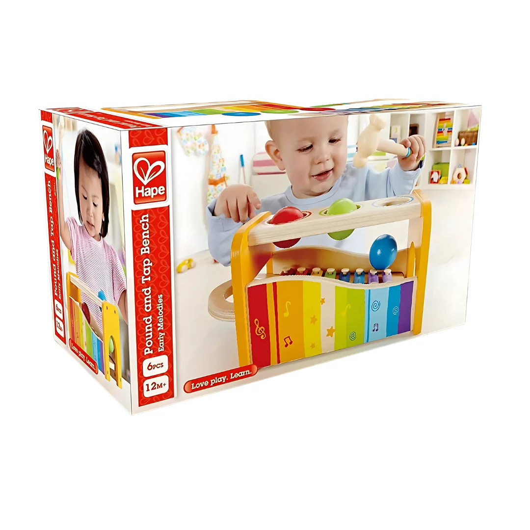Hape Pound And Tap Bench 12m+ ของเล่นดนตรี ไซโลโฟน พร้อมโต๊ะทุบบอล
