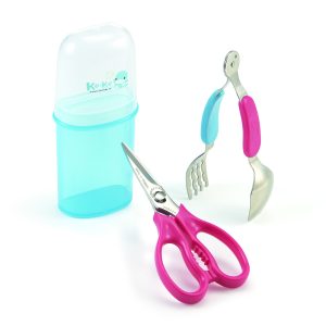 KUKU DUCKBILL TAKE APART TONGS AND FOOD SCISSOR ช้อนส้อมสแตนเลสพร้อมกรรไกรตัดอาหาร