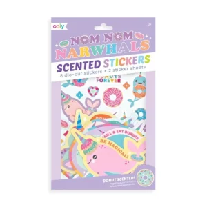 Nom Nom Narwhals Scented Stickers - 2 Sticker Sheets + 8 Jumbo Stickers สติ๊กเกอร์นาร์วาฬ(กลิ่นโดนัท)