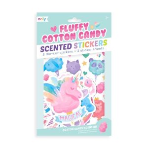Fluffy Cotton Candy Scented Stickers - 2 Sticker Sheets + 8 Jumbo Stickers สติ๊กเกอร์ตัวละครขนฟู(กลิ่นคล้ายสายไหม)