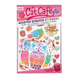 Cat Cafe Scented Stickers - 2 Sticker Sheets + 8 Jumbo Stickers สติ๊กเกอร์คาเฟ่แมว(กลิ่นช็อกโกแลต)