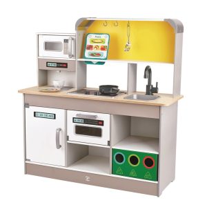 Hape Deluxe Kitchen Playset With Fan Fryer (ครัว 3 เคาท์เตอร์มีเสียงมีไฟเป่าลมได้)
