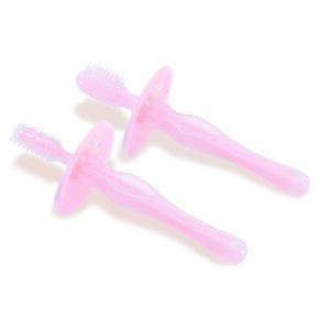 KUKU DUCKBILL SILICONE TOOTHBRUSH SET PINK (2pcs) แปรงสีฟันซิลิโคนชมพู