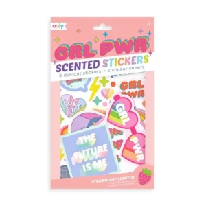 Grl Pwr Scented Stickers - 2 Sticker Sheets + 8 Jumbo Stickers สติ๊กเกอร์ Girl power กลิ่นสตรอเบอร์รี่