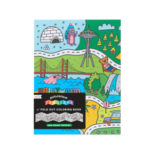 Picturesque panorama coloring book กระดาษระบายสีพาโนรามา ลาย usa road trippin