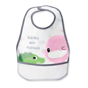 KUKU DUCKBILL Animals Party Waterpoof Baby Bib-Pink