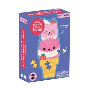 Scratch and Sniff Shaped Mini Puzzle ลาย Strawberry Cat Cone